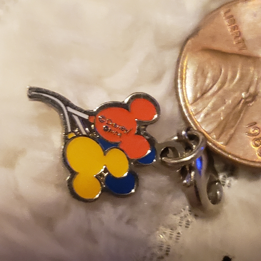 2/$39 Disney Vintage Genuine Silver Orange Mickey Mouse Balloon Charm Deadstock - Picture 4 of 7